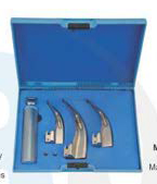 Ларингоскоп Макінтош, набір з 3-х клинків зігнутих №2, 3, 4 та рукоятка, в футлярі